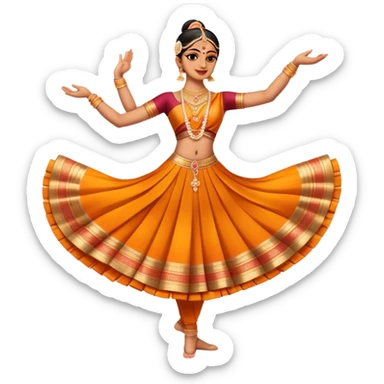 cinematic-realistic-bharatanatyam-dance-emoji,-depicted-as-an-elegant-classical-indian-dance-performance-with-graceful-poses,-intricate-costumes,-and-expressive-hand-gestures,-rendered-with-rich-textures-and-warm-dramatic-lighting, single dancer full body  sticker
