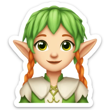 Cute pale princess elf ears green eyes red/orange hair sticker