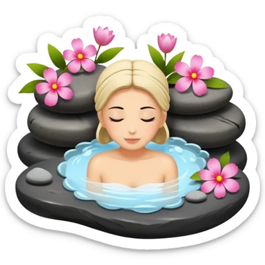 relaxing spa with hot stones and flowers sticker
