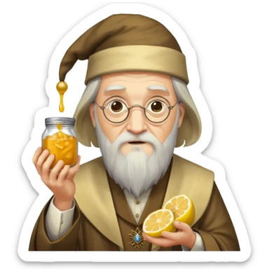 Dumbledore with Lemon marmalade in his hands sticker