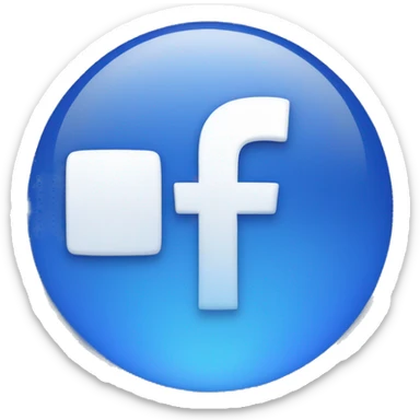 a facebook logo with blue aura around it and small like, share, love emoji behind it. sticker