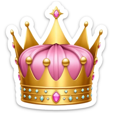 A luxurious golden crown with pink accents and elegant details, featuring a prominent empty space or cutout in the center sticker