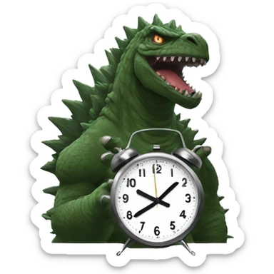 Godzilla with a flava flav clock  sticker