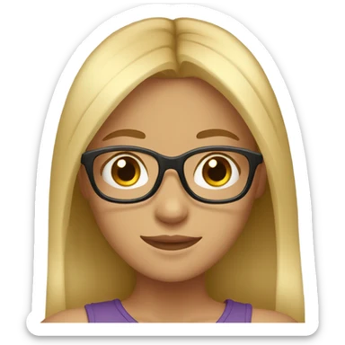 a girl with blonde and long hair who use glasses and has brown eyes sticker