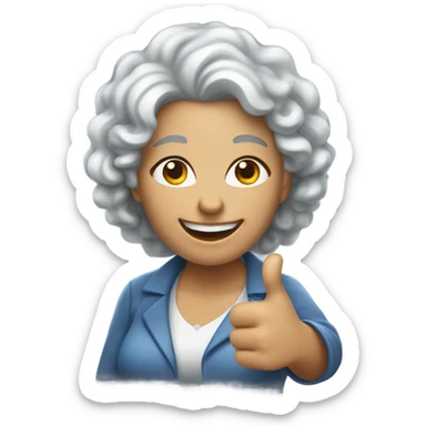 Silver curly hair white lady with thumb up sticker
