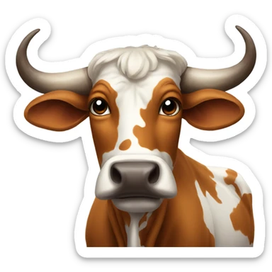 A texas longhorn with a sad frown and a single tear coming from his eye sticker