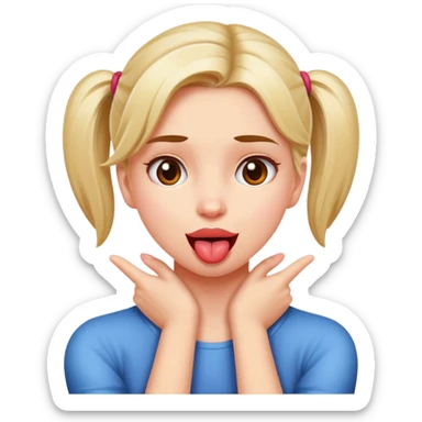 a girl with arms crossed grabbing her neck with tongue out sticker