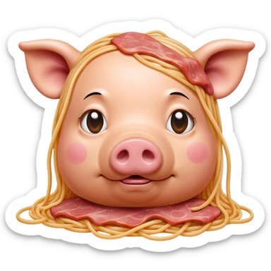  SPAM meat melted pink dripping sauce spaghetti monalisa pig face portrait sticker