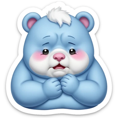 FAT carebear that is crying. sticker