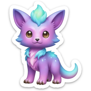 Cute cool colorful pastel nebula fantasy animal hybrid Fakemon full body  sticker