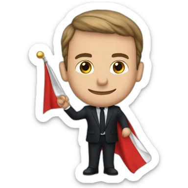 Macron avec un drapeau algérien dans la main sticker