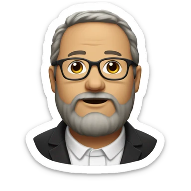 Middle-aged fat man with bushy beard and glasses as a pastor sticker