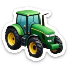 An icon featuring a vibrant rural landscape with a tractor plowing fields, inspired by Farming Simulator 22. The design includes lush green fields, a barn, and a scenic countryside with trees and mountains in the distance. Transparent background sticker