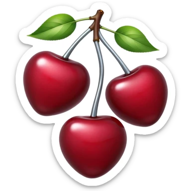 A pair of cherries emoji made of liquid silver chrome, smooth rounded shapes, glossy metallic surface, subtle sensual vibe, luxury sexy aesthetic, iOS emoji style, centered, clean white background sticker