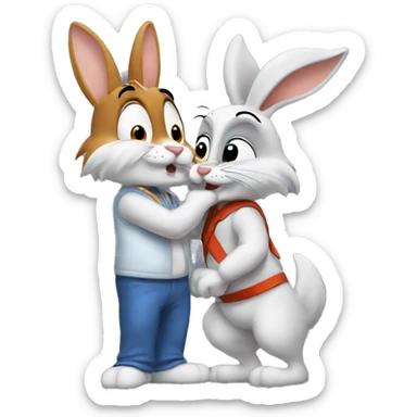 Lola and bugs bunny kissing  sticker
