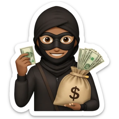 Ladrão com saco de dinheiro sticker