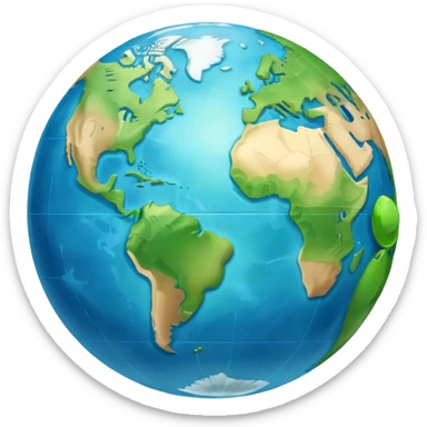 Earth globe with analog clock in corner, timezone symbol, iOS emoji style sticker