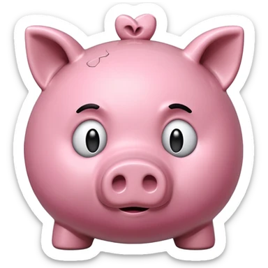 emoji of sad unhappy piggy bank, right view sticker