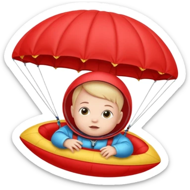 Skydiving baby with parachute and UFO red sticker