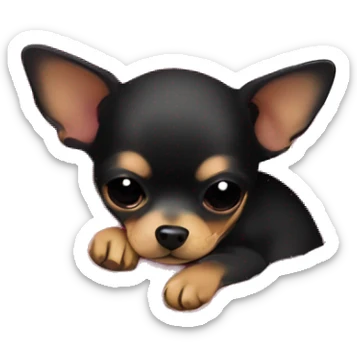 black & tan chihuahua puppy sleeping with a pink blanket  sticker