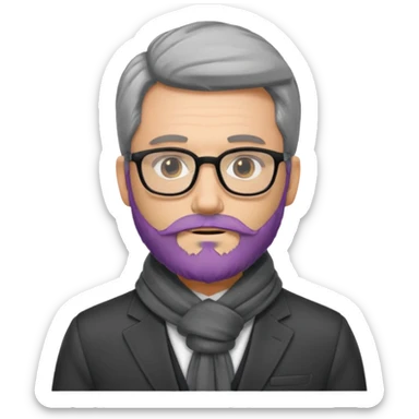 gray scarf male  beard hair with suit glasses sticker