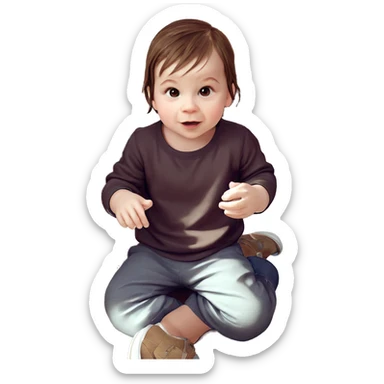 brown haired girl sitting quietly sticker
