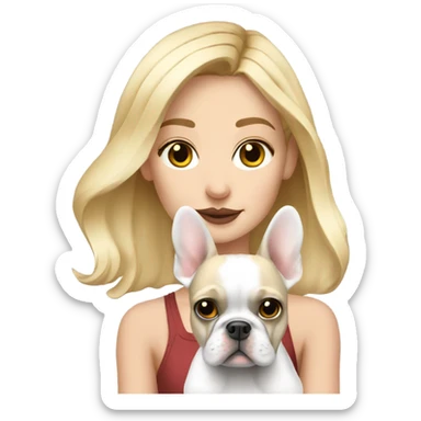 Blonde girl with merle french bulldog sticker