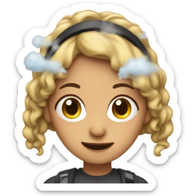 Girl with steam coming out of her ears sticker