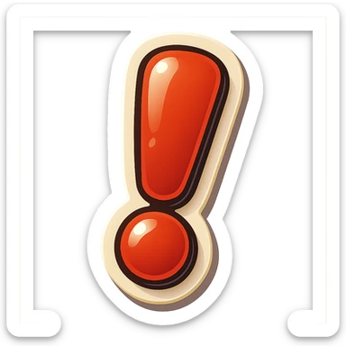 cartoon style sticker of a single exclamation mark symbol, simple and clear, no text sticker