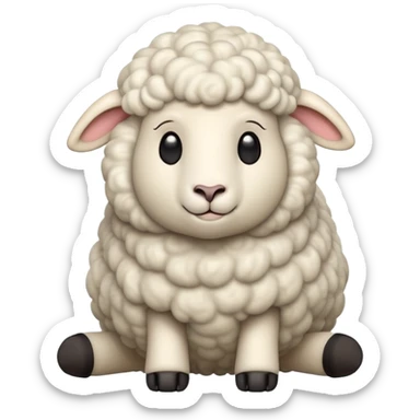 cinematic-[sheep]-realistic-full-body-sitting-emoji,-tail-flicking-lazily,-head-tilted-dramatically,-curly-[white]-fur,-simplified-yet-realistic-focused-features,-highly-detailed,-glowing-with-an-almost-sarcastic-glow sticker
