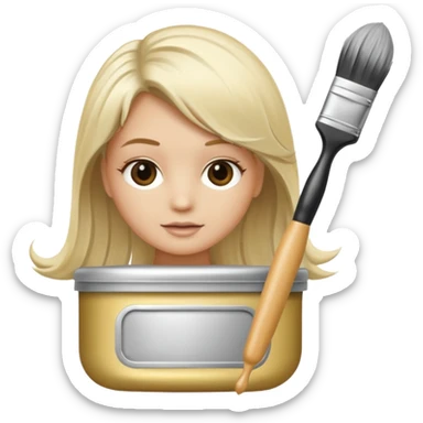 tube of blonde hair dye with a brush next to it sticker