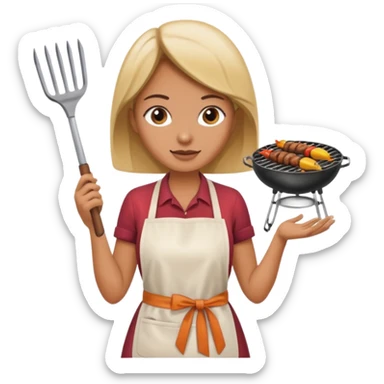 woman grilling bbq sticker