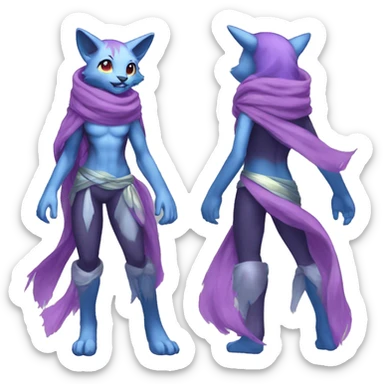 Shiny Anthro Sona Fakemon Nebula with a scarf Full Body sticker
