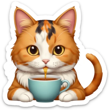 Çay içen kedi sticker