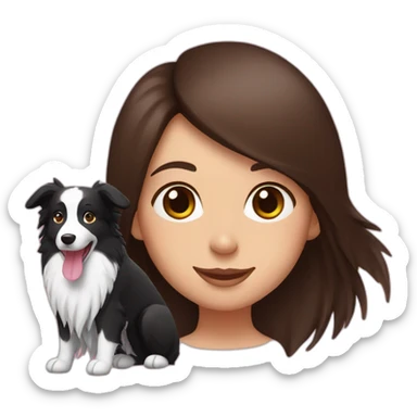 black border collie and woman with long brown hair with pink ends sticker