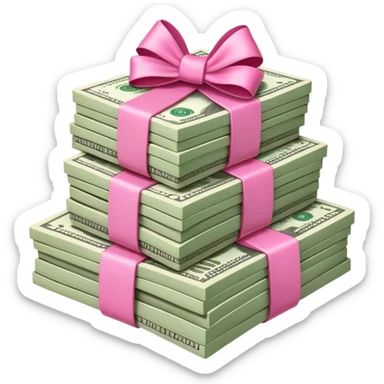 Money with pink bows sticker
