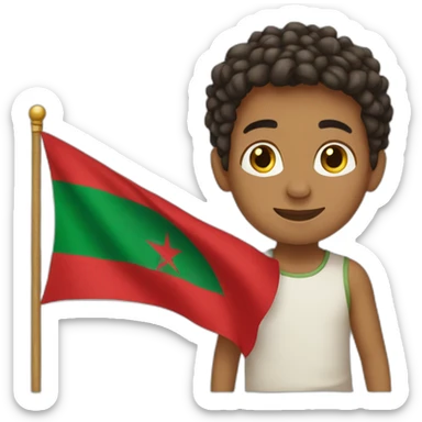A Boy has a flag From Morocco sticker
