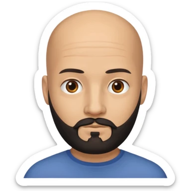 Bald fully 1x1 squared head man with black beard sticker