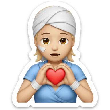 crea un emoji con esos 3 en conjunto ❤️‍🩹😩🫶🏼 sticker