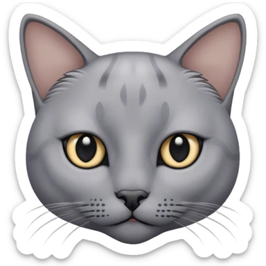 Grey cat with black eyelids and only outlines of pupils sticker