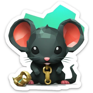 Black red gold green cyan rusty grunge effect scratched patina rat mouse puppy scorpion tail stinger gangsta gangster pixel 3d render low poly sticker