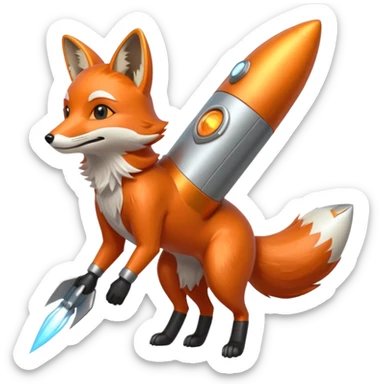 rocket-powered fox sticker