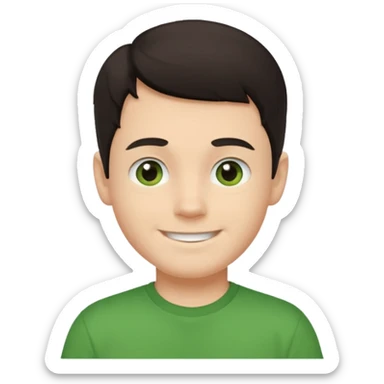 Um rapaz branco de olhos e cabelos escuros e camiseta verde sticker