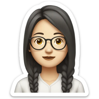 Chinese  lady wear glasses sleepylooks sticker