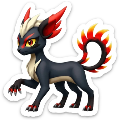 Handsome cool badass edgy Meloetta-Absol-Houndour-Litten-Guilmon-Giratina-Pokémon-Fakémon-fusion-hybrid-creature sticker