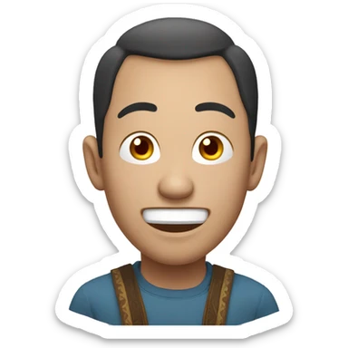 Smiling Mongolian man have a surprised  sticker