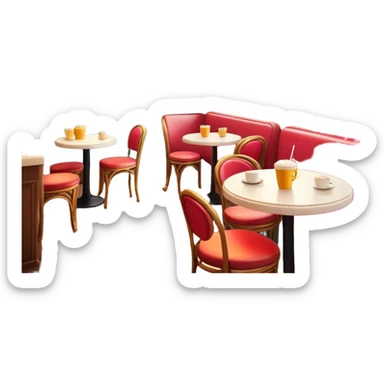 Cinematic Realistic Caf√© Culture Pop Culture Emoji, showcasing a vibrant French caf√© scene rendered with rich textures and warm, inviting lighting. sticker