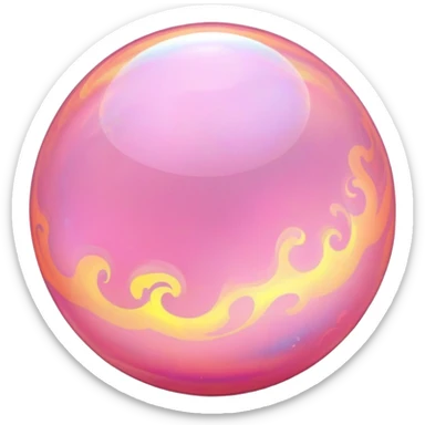 round cut pink opal with swirling holographic fire colors inside sticker