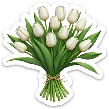 White tulips bouquet sticker