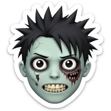 zombie emo boy with spiky hair and grillz with a black shirt sticker